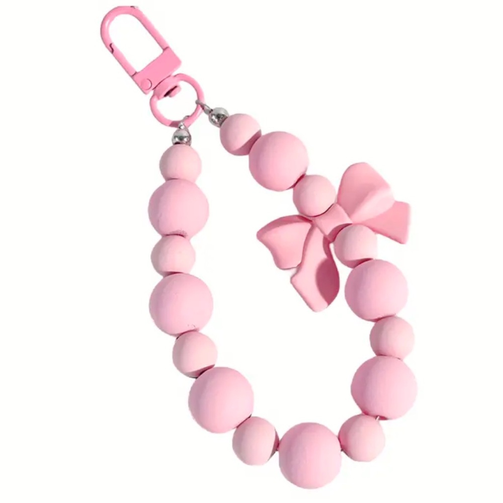 Pink Bow Bead Pendant Phone Chain Coquette Phone Charm Large Bag Charm 🎀